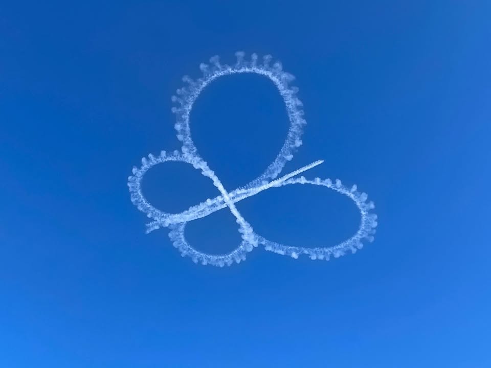We weren’t able to fly tonight because of wind but we did watch a plane make some lovely air art!