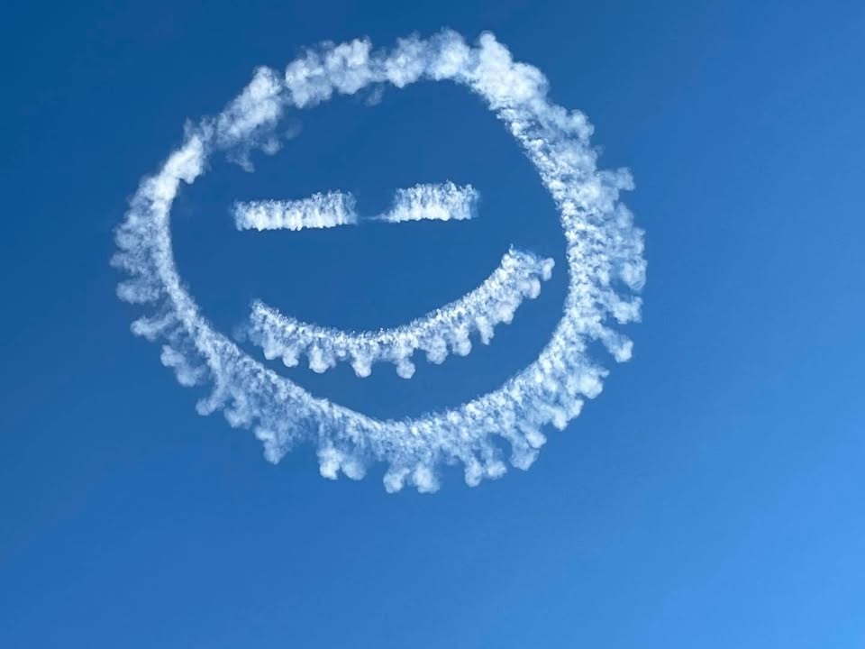 We weren’t able to fly tonight because of wind but we did watch a plane make some lovely air art!