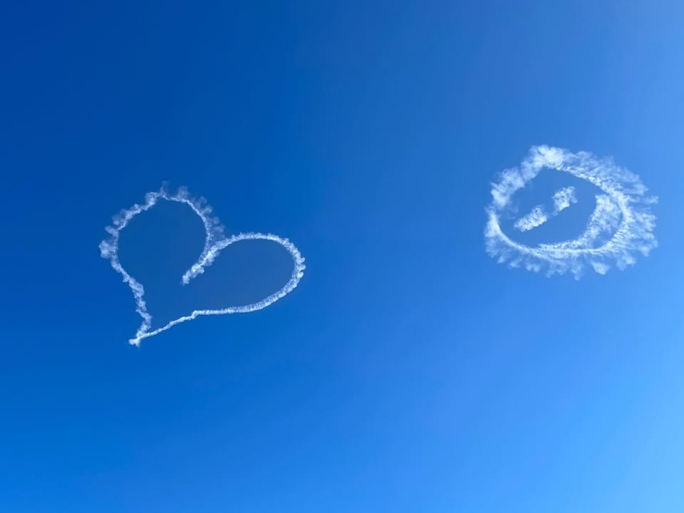 We weren’t able to fly tonight because of wind but we did watch a plane make some lovely air art!