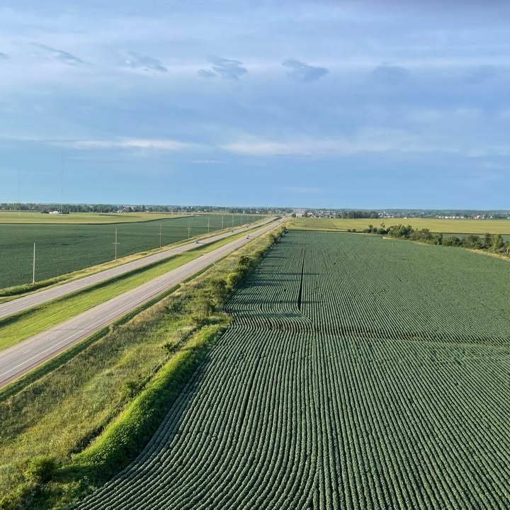Beautiful morning from Monday this week - Flying over crops and Marion.