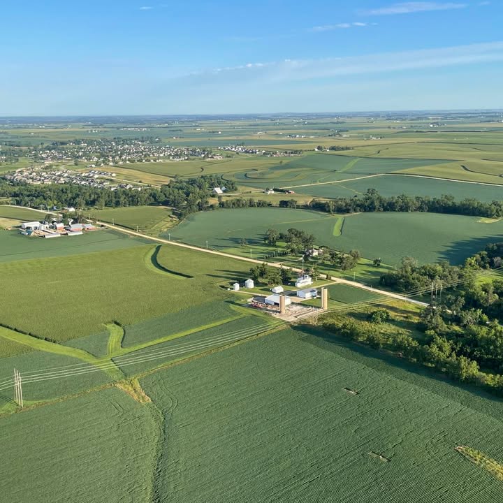 Beautiful morning from Monday this week - Flying over crops and Marion.