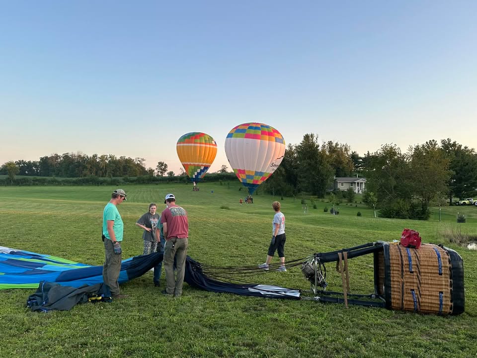 3 balloons launched from same site and 8 miles later landed in the same field!